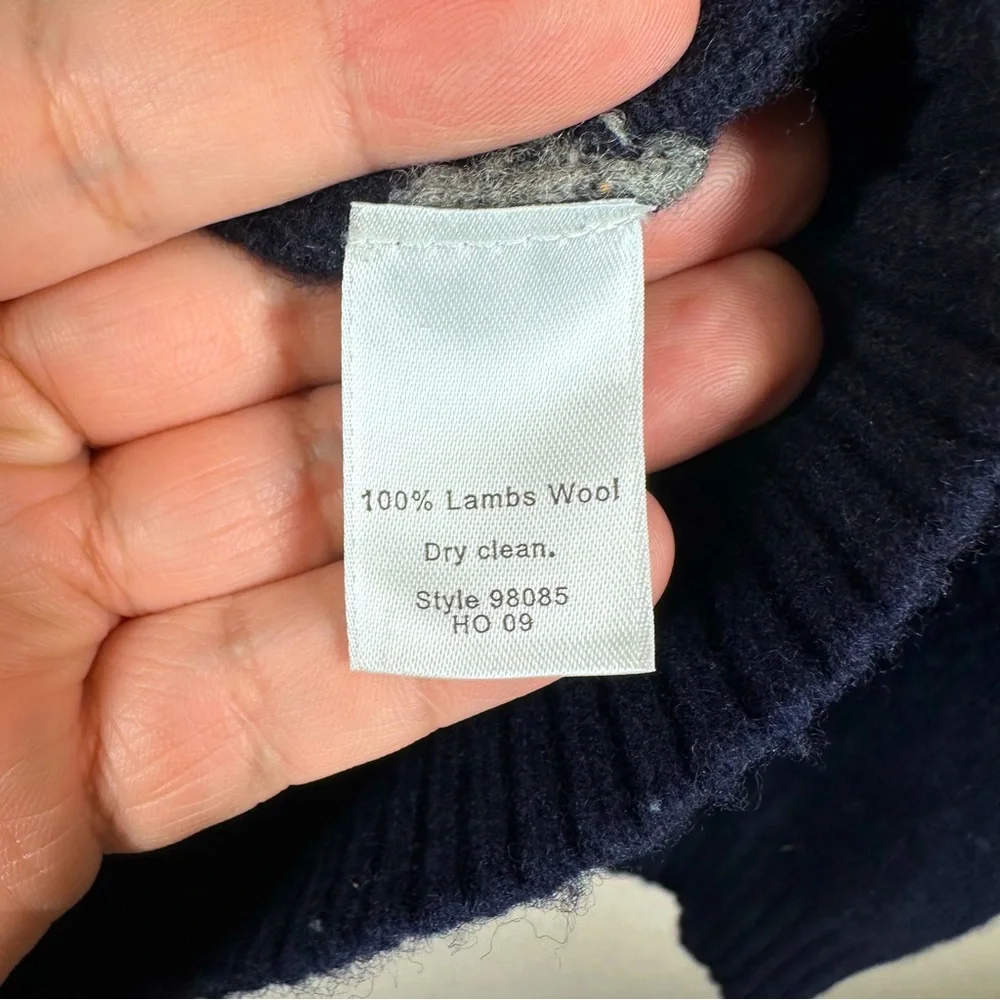 J. Crew 100% Lambs Wool Argyle Quarter Zip Sweater with Elbow Patch Large EUC